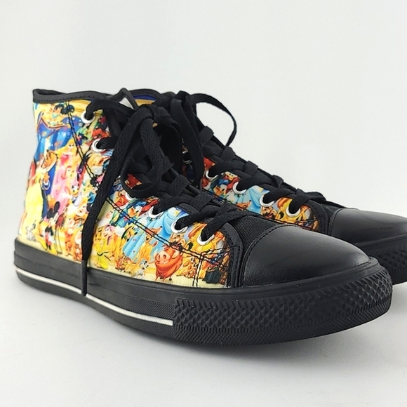 Women's High Top Lace Up Sneakers  Disney Character Black Multi Print Size 7.5 - Picture 8 of 15